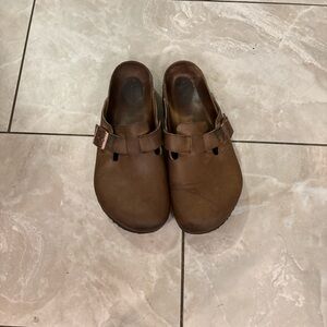 Birkenstock Brown Leather Clogs